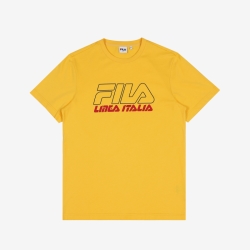 Fila Linea Italia Logo Férfi Rövid Ujjú Póló Sárga | HU-29635